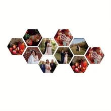 4pcs/5pcs/6pcs/8pcs/9pcs/10pcs Personalized Vintage Style Custom Hexagonal Photo Printed Hexagonal Wooden Boards, Available In Both Color And Black And White, Are Perfect For Living Rooms, Bedrooms, Offices, Weddings, Graduations And Travel Memories - Easy-To-Install Fashionable Photo Frame Artworks, Memory Wall Art - No Power Required, Unique Creative Gifts, Indoor Decoration Souvenirs - Black - View 21