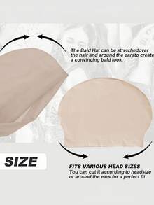 1个可重复使用的橡胶光头套/搞笑假发 万圣节派对道具 喜剧电影 角色扮演 活动派对用品 乳胶假发帽 - 彩色 - 查看 6