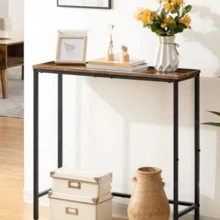 Credenza, Credenza recibidor de Madera de Capas Gris, Estilo Moderno Mesa de Entrada, Fácil de Montar Mesa recibidor, Las Dimensiones de la Mesa recibidor Entrada Son 80 * 24 * 75(CM) Consola Estrecha de Madera Reciclada 74.9cm Mesa Pequeña para Entrada, Mesa Delgada para Sofá en Pasillo o Sala Negra Mesa consola estrecha de 31,5 pulgadas de largo, mesa para recibidor, mesa para sofá, ideal para pasillos y salones. - color caoba - Ver 2