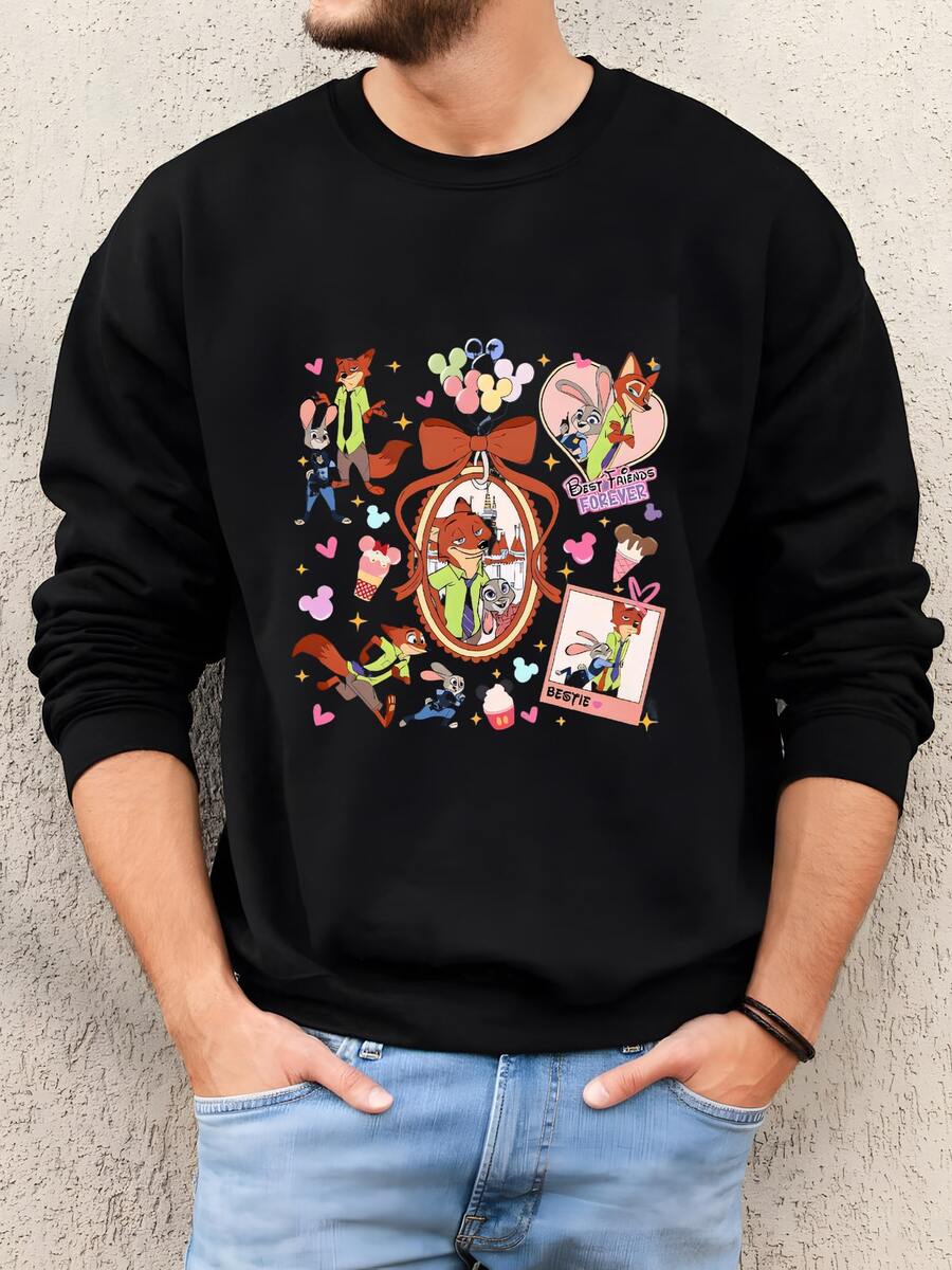 Mens Coquette Watercolor  Shirt, , Judy Hopps Nick Wilde Shirt,Welcome To  Shirt, Locket  Tee 163861 Sweatshirt - màu đen - Xem 1