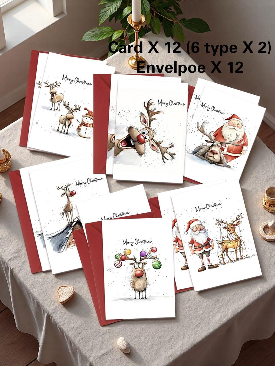 24/12 tấm thiệp Giáng sinh vui nhộn WhimsyWorks kèm phong bì - Nhiều mẫu thiết kế ngày lễ phù hợp cho gia đình, bạn bè và đồng nghiệp - Bên trong để trống để ghi lời nhắn cá nhân - Phù hợp cho các dịp năm mới, chúc mừng và cảm ơn - Bộ - Xem 1