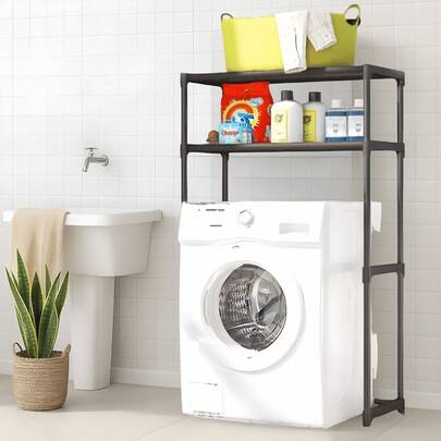 Estante Organizadora Multiuso Lavanderia Produtos 2 Andares Banheiro Prateleira Rack Organizador
