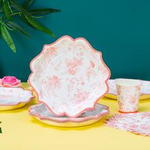 Bộ đồ ăn tiệc hình hoa Chinoiserie màu hồng pastel 100 chiếc, đĩa giấy dùng một lần 7/9 inch, cốc và khăn ăn, đĩa giấy chủ đề Chinoiserie màu hồng, đồ dùng trang trí tiệc sinh nhật - Nhiều màu - Xem 5