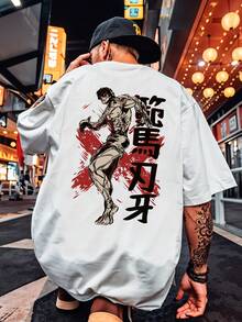 Japanese Anime T-Shirt Baki Hanmi Manga Geek Movie Shirt Blouse Unisex Men's Women's 100% Cotton Top Premium Streetwear New Release Immediate Shipping Various Colors!! Plus Size - 白色 - 查看 1