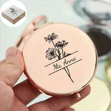 1pc Customized Name Makeup Mirror, Personalized Engraved Folding Compact Mirror, Portable Double-Sided High Definition Mirror, Stainless Steel Small Compact Mirror, Valentine's Day Gift, Spring, Bride, Bridesmaid, Wedding Gift, Customized Floral Engraved Makeup Mirror, Suitable For Best Friend, Girlfriend, Mom, Mother's Day, Birthday, Graduation, Wedding, Anniversary, Practical Gift - Multicolor - View 49