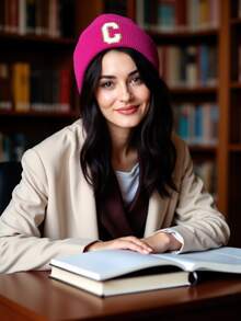 1顶男女通用个性化刺绣A-Z字母弹力针织帽，时尚街头嘻哈针织帽，适合秋冬季日常佩戴 - 玫紅色 - 查看 3