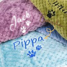 1pc Customizable Pet Embroidered Fleece Blanket, Personalized With Name & Paw Print Embroidery, Warm & Soft For Dog/Puppy Sleep & Daily Use, Suitable For Christmas, New Year, Gifts, Memento Or Comfort Blanket, For Home & Outdoor - Multicolor - View 2