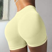 High Waisted Impact Compression Shorts For Women Butt Lifting Curve-Hugging Sculpting Fit - Chanh xanh - Xem 5