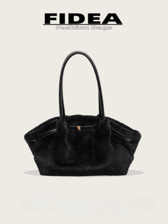 1pc Women's Large Capacity Handbag, Plush Large Capacity Handbag With Belt Decor, Shoulder Tote Bag, Fashionable Retro Minimalist Style, Suitable For Women Shopping, Commuting, Daily Use, Burgundy Women Fashion Tote Bag