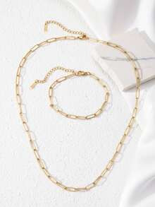 Aomogo Stainless Steel Jewelry Sets High-End Atmosphere Love Bracelet Love Necklace Double Chain Design Jewelry Sets For Women Jewelry Valentines,Mom,Mother,Mother's Day,Gift