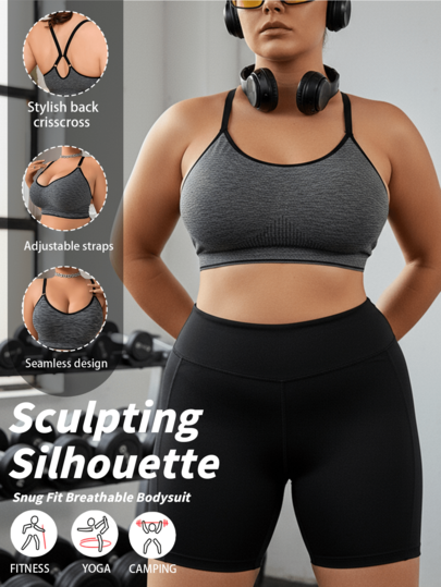 1pc Women Plus Size Seamless Wireless Soft & Comfortable Camisole Bra