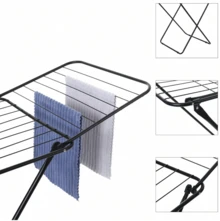 Clothesline With Wings, 180cm X 50cm Drying Surface, Foldable And Non-Slip, For Indoor And Outdoor Use, Black And White, Maximum Capacity 20kg. Shipping To Spain In 24-72 Hours - màu đen - Xem 2