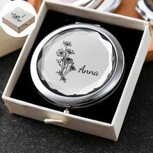 Customized Compact Makeup Mirror, Personalized Engraved Folding Pocket Mirror, Portable Double-Sided High-Definition Mirror, Stainless Steel Compact Mirror, Valentine's Day Gift, Spring, Bridesmaid, Wedding Gift, Customized Floral Engraved Makeup Mirror, Suitable For Gifting To Girlfriends, Moms, Mother's Day, Birthday, Graduation, Wedding, Anniversary, Practical Gift - Multicolor 3 - View 48