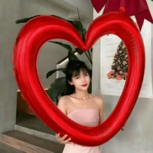 40-Inch Large Red Hollow Heart Foil Balloon, Suitable For Wedding, Birthday, Anniversary, Valentine's Day Theme Party Decoration - Red - View 1
