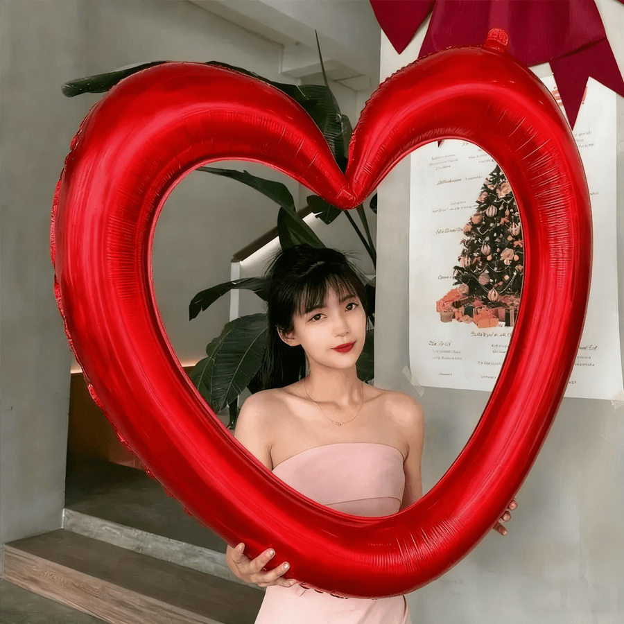 40-Inch Large Red Hollow Heart Foil Balloon, Suitable For Wedding, Birthday, Anniversary, Valentine's Day Theme Party Decoration