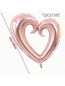 1pc 42-Inch Rose Gold Hooked Heart Shaped Balloon, Party Decoration Balloon, Large Creative Heart Balloon For Birthday, Graduation, Wedding Decor - Multicolor - View 8