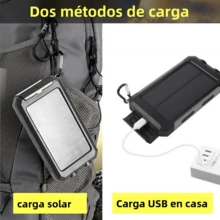 Batería solar portátil de 20000 mAh para iPhone: dos salidas USB de 5 V, dos linternas LED, brújula integrada, resistente al agua, ideal para acampar y hacer senderismo - Multicolor - Ver 9