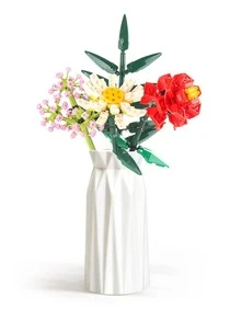 仿真积木花，小颗粒组装积木，DIY积木仿真花，节日装饰，桌面摆件，客厅装饰，家居摆件，节日装饰用品 - 彩色 - 查看 7