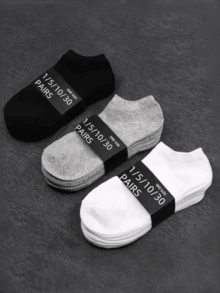 30 双装纯色男女通用袜子，柔软轻便低帮短袜，男女皆宜 - 均碼 - 查看 12