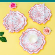 Bộ đồ ăn tiệc hình hoa Chinoiserie màu hồng pastel 100 chiếc, đĩa giấy dùng một lần 7/9 inch, cốc và khăn ăn, đĩa giấy chủ đề Chinoiserie màu hồng, đồ dùng trang trí tiệc sinh nhật - Nhiều màu - Xem 3