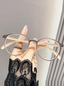 一副轻盈圆形镜框可爱校园风女士无度数眼镜，适合日常佩戴、阅读、聚会、校园风，用途广泛，可用于日常、办公、阅读、看电视、玩游戏、手机装饰等，可配度数。 - 多色 - 查看 3