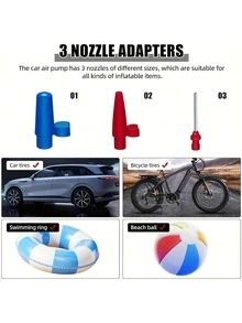 Portable Car Air Compressor, Handheld Car Inflatable Pump, Electric Automobiles Tire Inflator With LED Light For Car Motorcycle Bicycle - Black - View 6