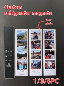1/3/5pcs Customized Travel Fridge Magnets, Personalized Magnetic Photo Frames, Multi-Photo Collage Fridge Magnets, Travel Souvenir Photos, Panoramic Photo Fridge Magnets, Creative Rectangular Souvenirs, Couples Anniversary Gifts, Best Friend Birthday Gifts