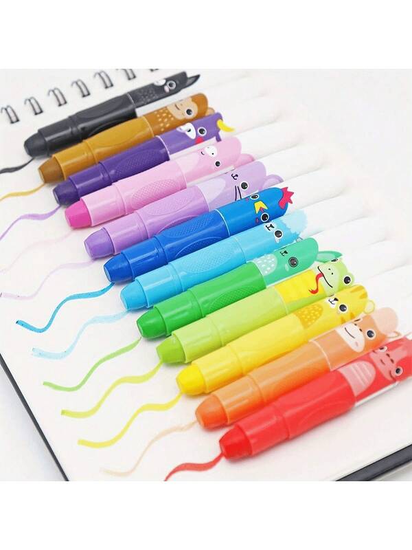 1pc Adorable Giant Crayon For Toddlers, 12 Colors Twistable Washable Smooth Large Crayons For Coloring And Drawing