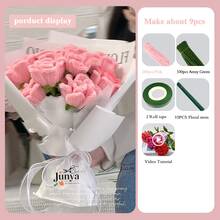 100支/312支红色玫瑰花束套装，升级版DIY手工套装，适用于母亲节、情人节、毕业典礼、家居装饰及各种节日 - 彩色 - 查看 9