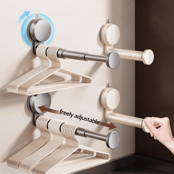 1 Piece Adjustable Multicolour Suction Cup Hanger, Wall Storage Hook For Home And Balcony, Telescopic Design With Safety Handle, Multi-Functional Hanger, Wall Hanger, Suction Cup Hanger For Drainer, Multi-Functional Telescopic Wall Hanger For Balcony, Portable Storage, Suitable For Home And Travel (Smooth Surface Only)