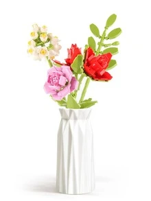 仿真积木花，小颗粒组装积木，DIY积木仿真花，节日装饰，桌面摆件，客厅装饰，家居摆件，节日装饰用品 - 彩色 - 查看 6