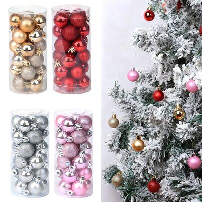 48/24Pcs Christmas Ball Ornaments, Classic Christmas Ornament Set, .18" Christmas Ball, Suitable For Christmas Tree,Plastic Christmas Ball Ornaments,Christmas Tree Decoration,Holiday Decoration Pendant Christmas Decorations Home Christmas Gifts Christmas Decor
