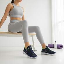 Women's Gym Shoes – Ideal For Walking, Running And Exercise - Xanh nước biển/Xanh lá cây - Xem 3