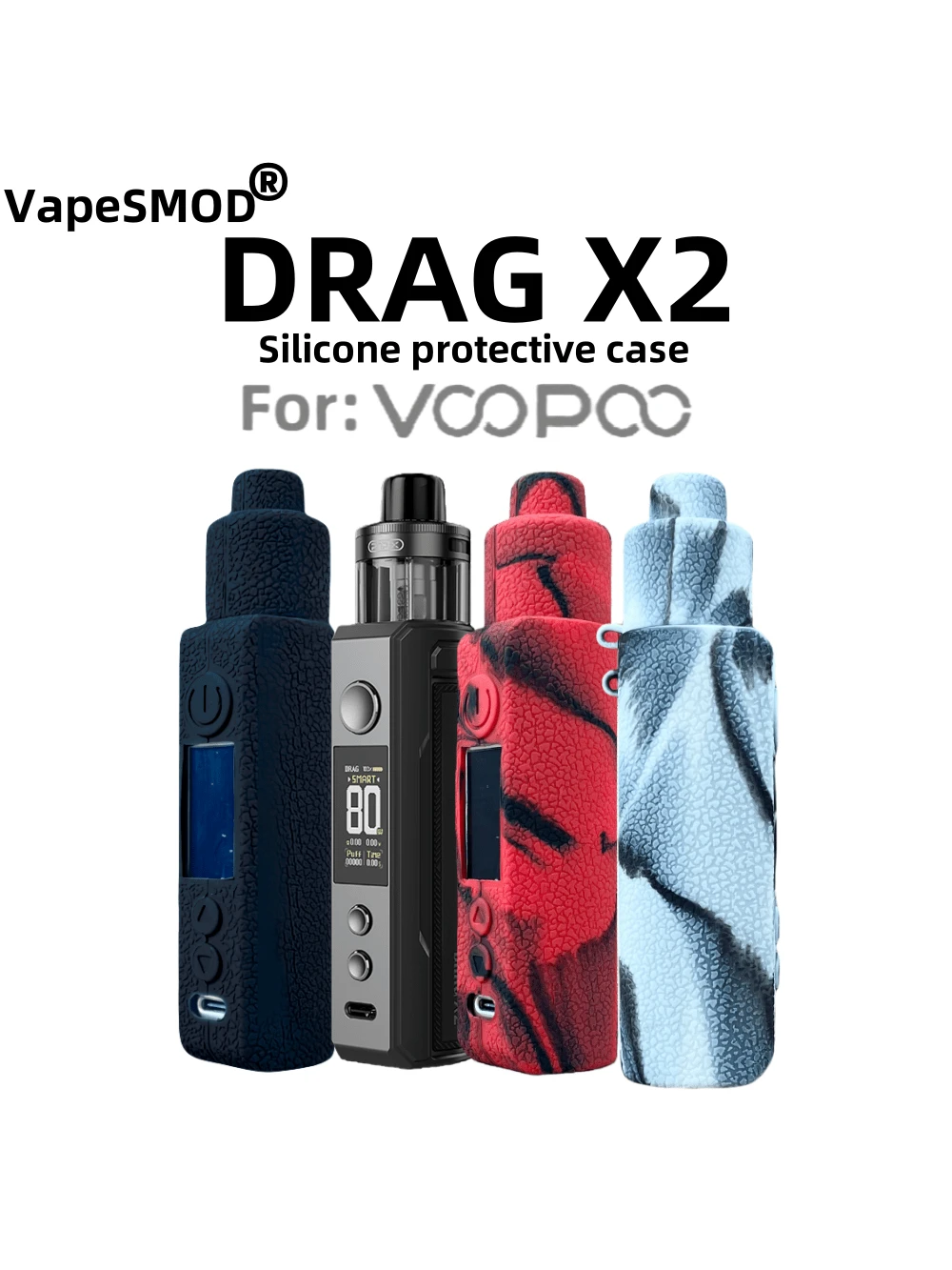 voopoo drag cover VapeSMOD New Vape Device X2 Protective Case Suitable For Drag X2 Body, Silicone Protective Case With Full Protection, Anti-Slip, Anti-Drop, Integrated Silicone Protective Shell Wholesale Voopoo Vape Online Uwell Caliburn G3 Pro buy online Colour:Black (2ml)