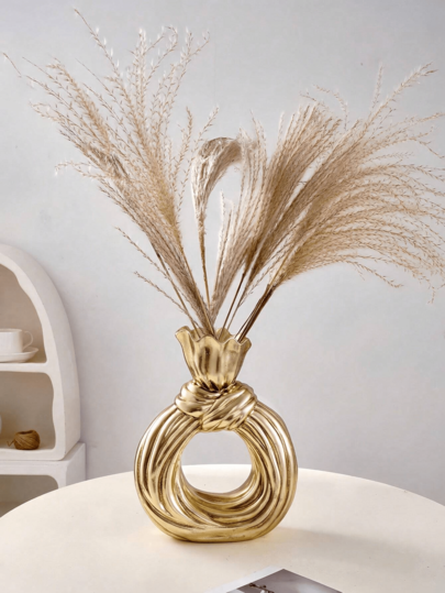 1pc Moderne Round Circle Knot Shaped Resin Flower Vase, Home Tabletop ation Vase Flowers Plants Cultivation, Home, Hotel, Restaurant Entrance Hydroponics, Can Be All Year Round. view 6