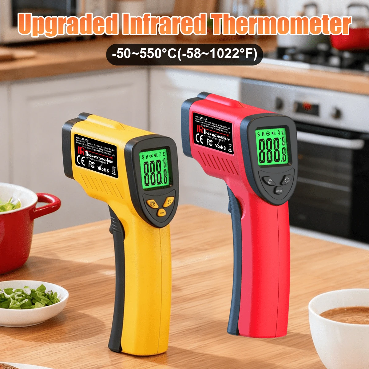 L.A.OL.A.U [红外线测温枪] L.AOL.AU 手持式红外线测温枪 - 红外测温枪，非接触式数字温度计，适用于烹饪、披萨烤箱及工业领域 - 彩色 - 查看 1