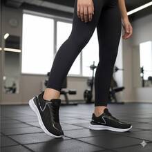 Women's Gym Shoes – Ideal For Walking, Running And Exercise - Black/White - View 2