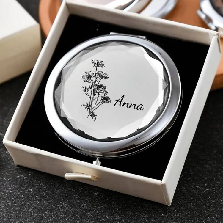 Customized Compact Makeup Mirror, Personalized Engraved Folding Pocket Mirror, Portable Double-Sided High-Definition Mirror, Stainless Steel Compact Mirror, Valentine's Day Gift, Spring, Bridesmaid, Wedding Gift, Customized Floral Engraved Makeup Mirror, Suitable For Gifting To Girlfriends, Moms, Mother's Day, Birthday, Graduation, Wedding, Anniversary, Practical Gift - Multicolor 3 - View 39