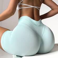 High Waisted Impact Compression Shorts For Women Butt Lifting Curve-Hugging Sculpting Fit - Sương mù đại dương - Xem 2