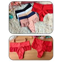 Elegant High-Waisted Panties With Delicate Floral Lace | Comfortable For Everyday Wear, Solid Color, Elastic - Màu be - Xem 4