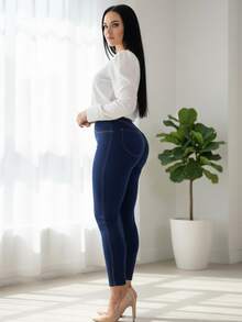 Women Leggings - Burgundy - View 5