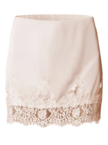 Falda de satén de seda con encaje para mujer, falda interior con volantes en línea A, minifalda fluida Y2K, media enagua para usar debajo del vestido - Albaricoque - Ver 5