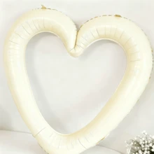 40英寸奶油色空心心形铝箔气球，适用于婚礼、生日、周年纪念、表白、情人节派对装饰 - 奶油色 - 查看 2