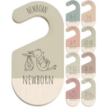 8pcs Baby Closet Divider - Gift Crane Whale Pattern Double Sided Wooden Baby Closet Storage For Baby Boys And Girls, Baby Growth Milestone 24 Months Commemoration, Gender Reveal Party Baby Shower First Christmas Nursery Decorations, Baby Girl Clothes, Baby Products
