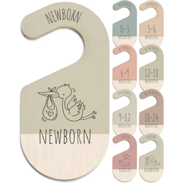 8pcs Baby Closet Divider - Gift Crane Whale Pattern Double Sided Wooden Baby Closet Storage For Baby Boys And Girls, Baby Growth Milestone 24 Months Commemoration, Gender Reveal Party Baby Shower First Christmas Nursery Decorations, Baby Girl Clothes, Baby Products
