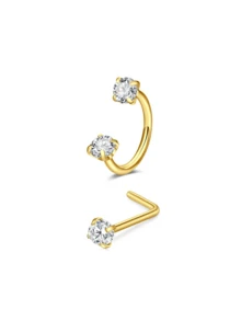 18g 20g Bạc Vàng Nhẫn mũi hình móng ngựa Bộ đinh tán mũi bằng thép không gỉ Nhẫn mũi nửa vòng Nhẫn mũi đá quý đôi Nhẫn vách ngăn hình móng ngựa pha lê Sụn Daith Helix Bông tai vành khuyên Vòng môi Trang sức xỏ khuyên mũi Nhẫn mũi có ren trong Trang sức mũi hình ngôi sao Trái tim Màu hồng - Bộ khuyên mũi - Xem 10