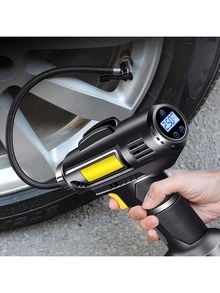 Portable Car Air Compressor, Handheld Car Inflatable Pump, Electric Automobiles Tire Inflator With LED Light For Car Motorcycle Bicycle - Black - View 2