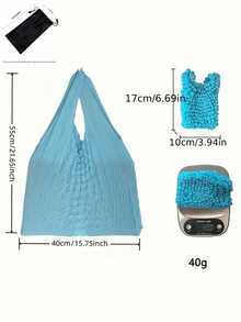 女士可扩展手提袋，弹力购物手提包，大容量可重复使用购物袋，弹性便携，适合居家、旅行和购物，多种颜色可选，可折叠购物袋，旅行必备菠萝袋，防皱气泡袋，适合旅行、露营、户外、海滩、夏季度假 - 彩色 - 查看 9