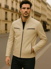 Autumn/Winter Slim Fit Leather Jacket - 查看 2