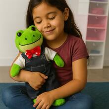 Peluche Rana Rene 35cm Lara con Overol Figura Juguete Suave Al Tacto Calidad Premium Nuevo Moda Regalo Navidad Reyes Magos Dia Del Niño Cumpleaños - Verde - Ver 6